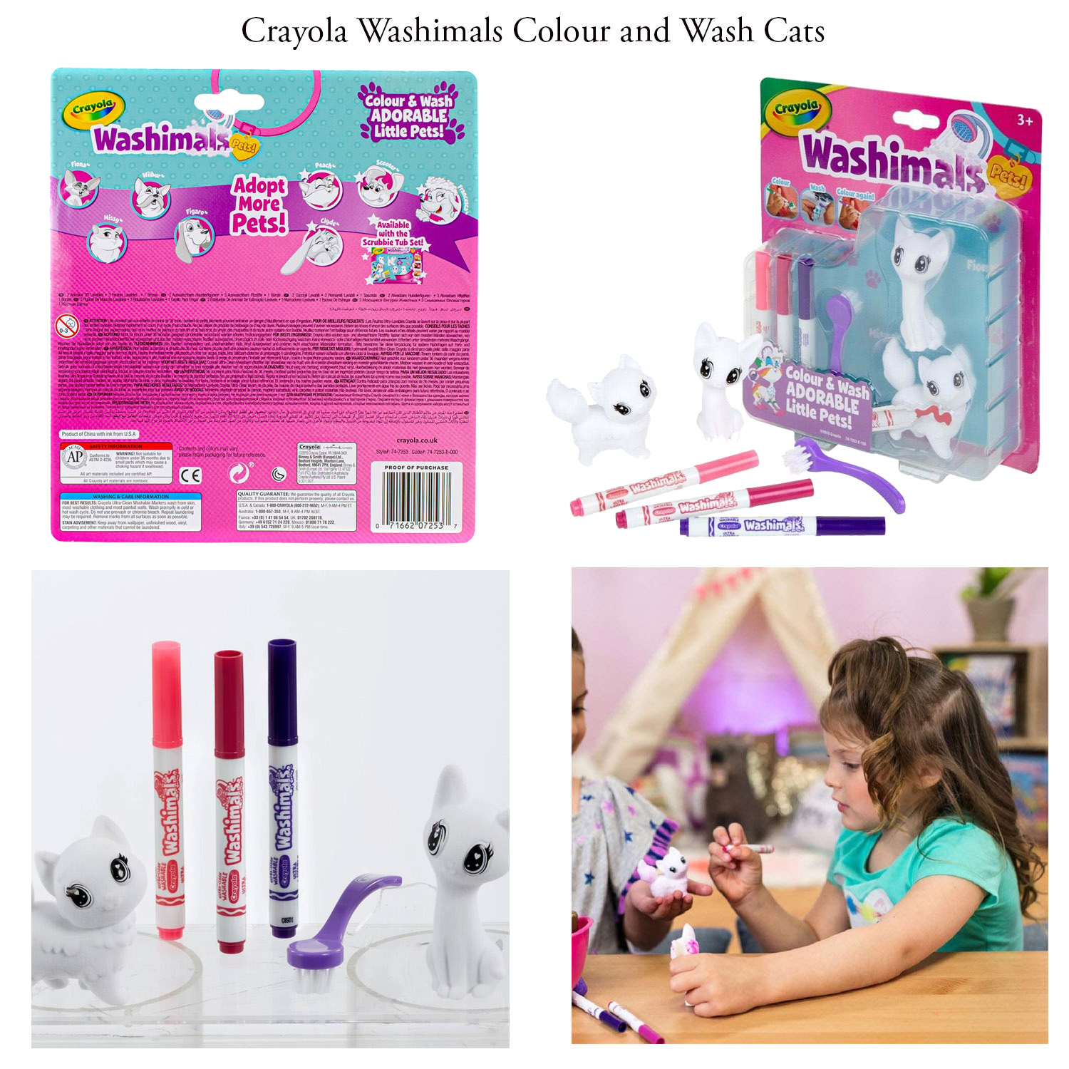 Crayola Washimals Kids Childrens Creative Artwork Blister Pack Cats w ...