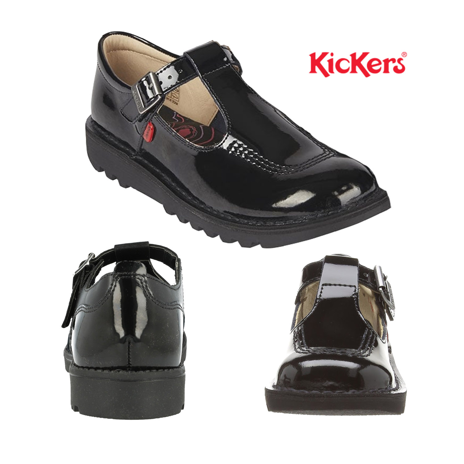 Kickers Teen Girls Black Patent Leather 