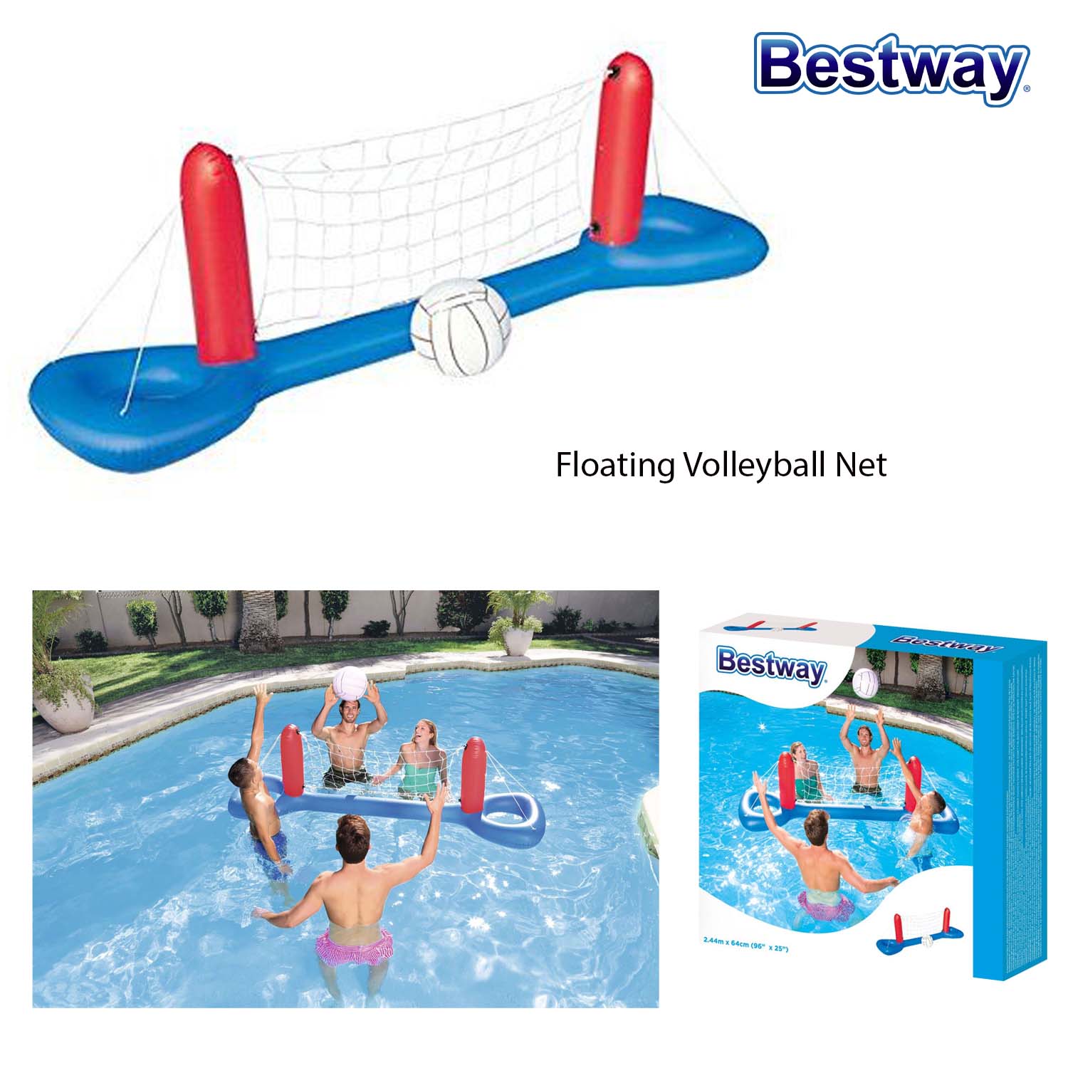 Bestway Inflatable Floating Volleyball Net Summer Pool Game | eBay