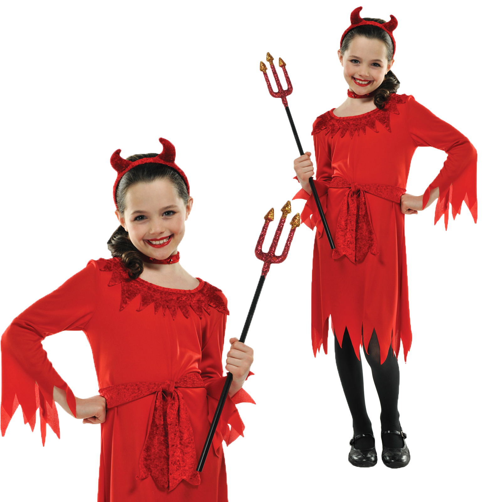 Christys Dress Up Girls Red Lil Devil Childs Halloween Fancy Costume ...