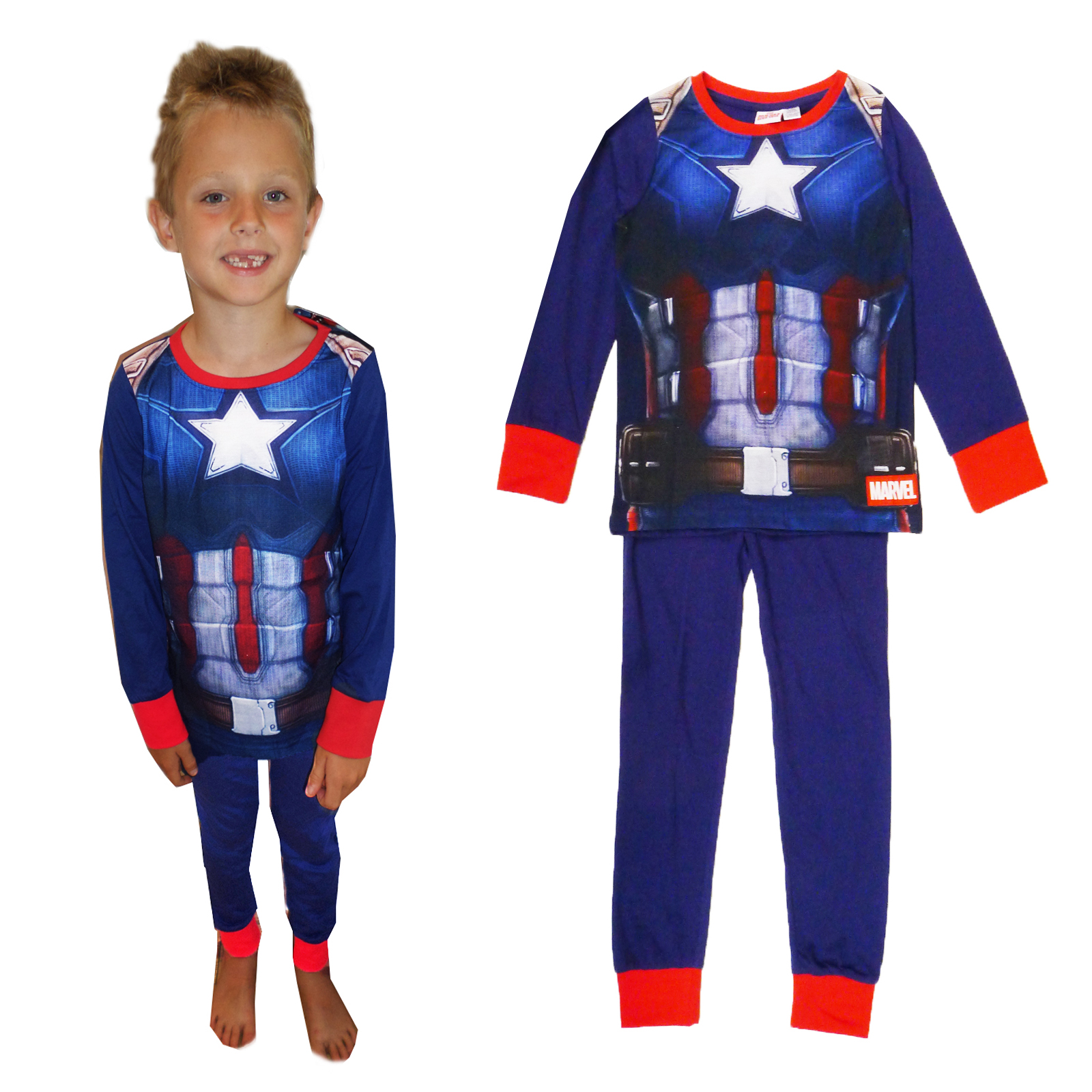 Boys Official Marvel Captain America Childs Pyjamas