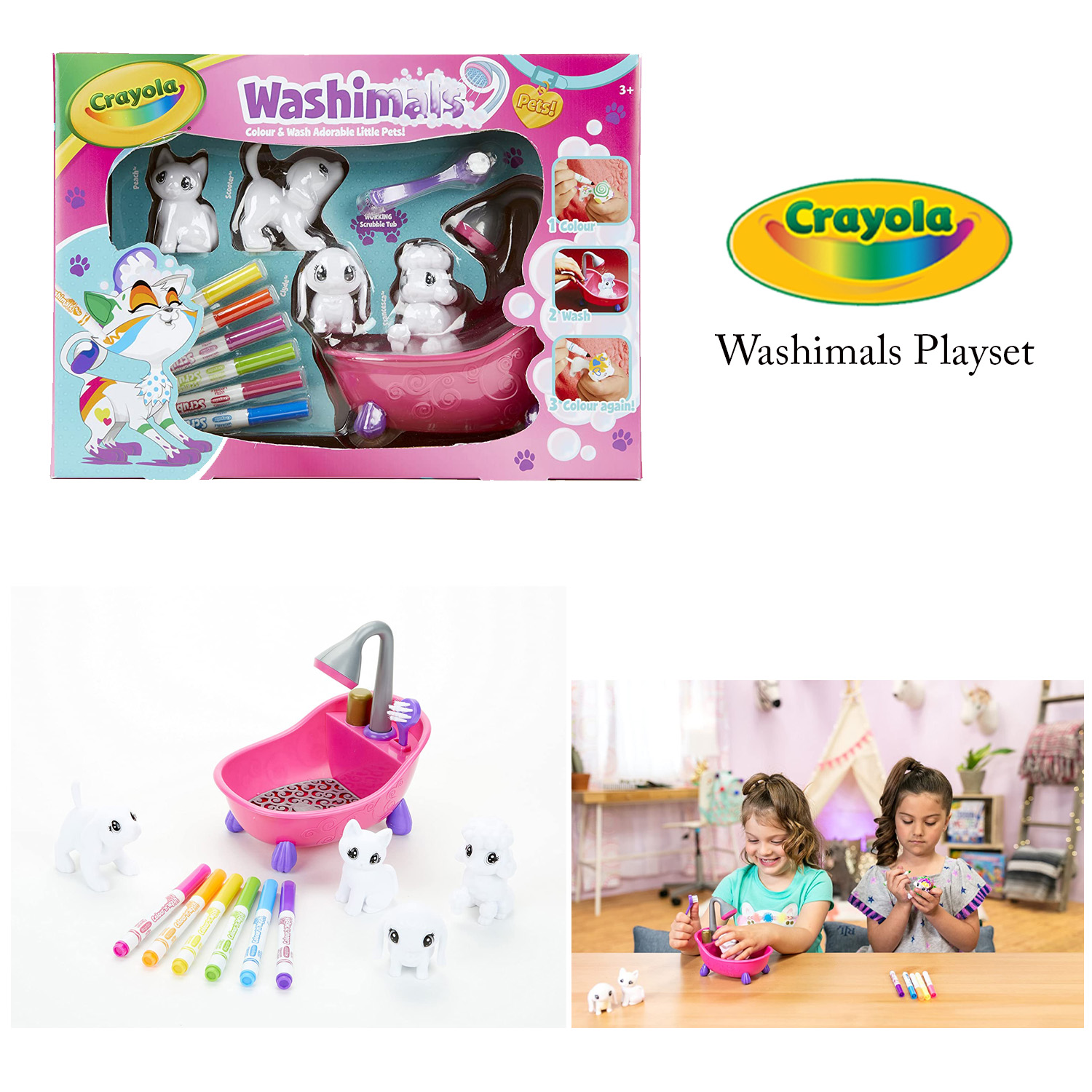 crayola washimals colour and wash pets playset