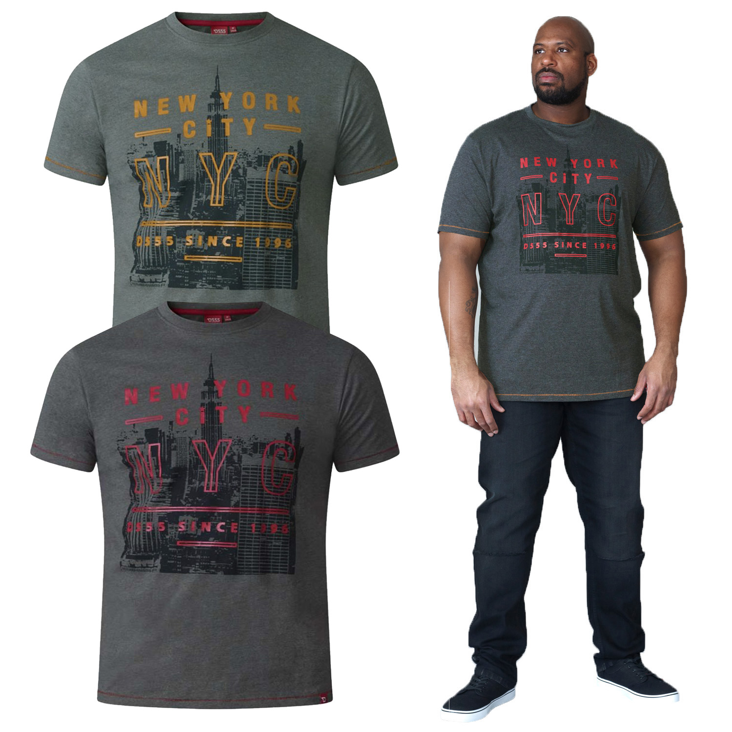D555 Mens Kingsize Print T-Shirt /"New York/"
