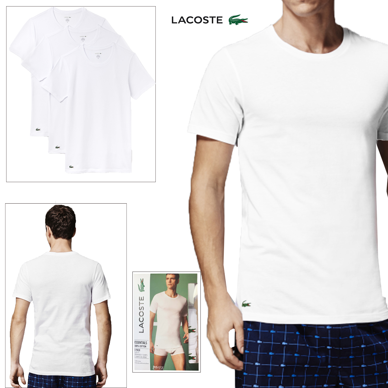 lacoste crew neck t shirt 3 pack