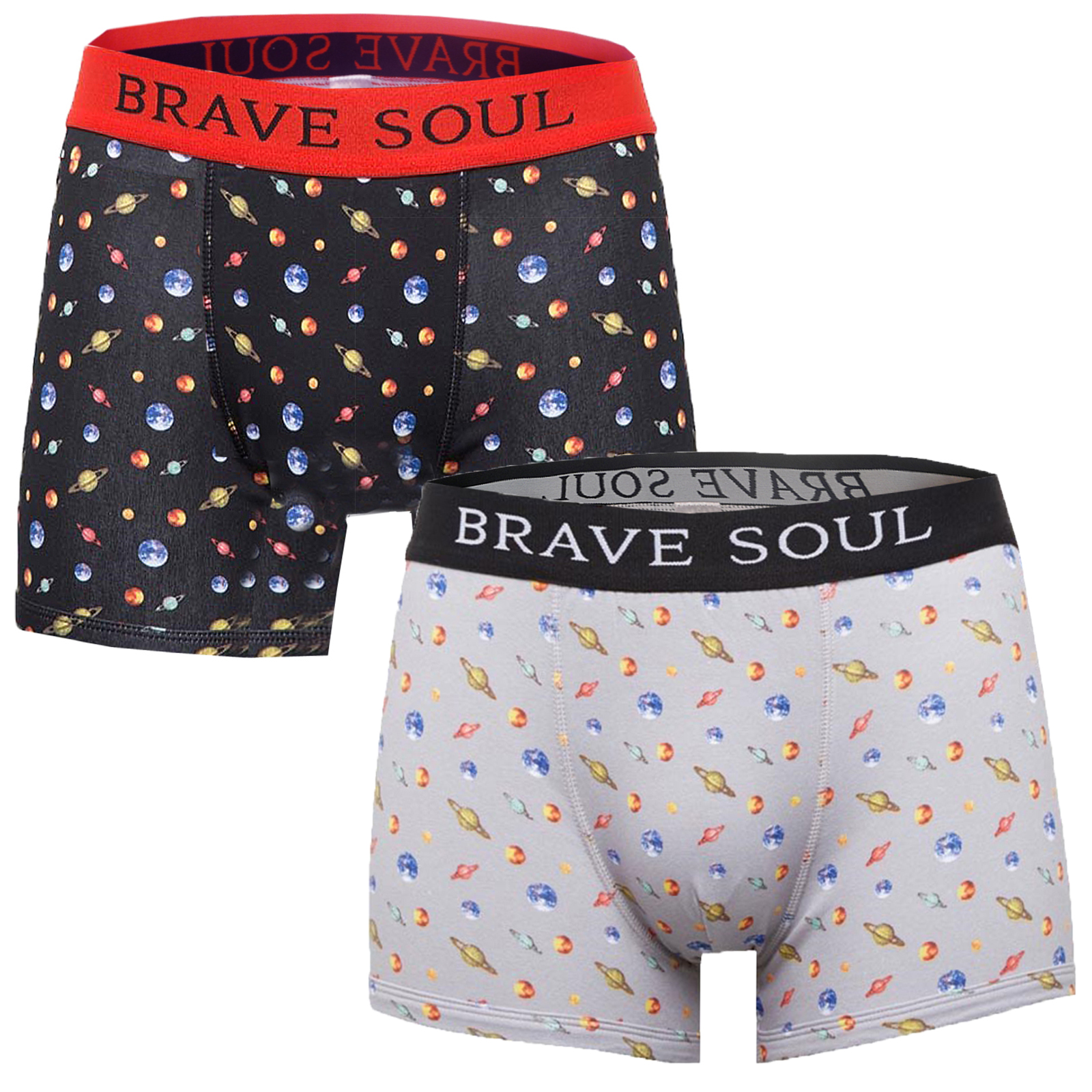 Brave Soul Mens Designer 2 Pack Boxer Shorts Stretch Jersey Multipack ...