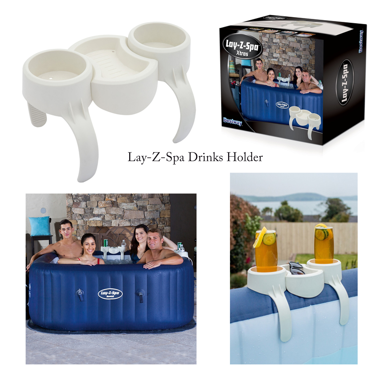 LayZSpa Hot Tub Pool 2 Cup Drinks Holder & Snack Tray Jacuzzi Spa