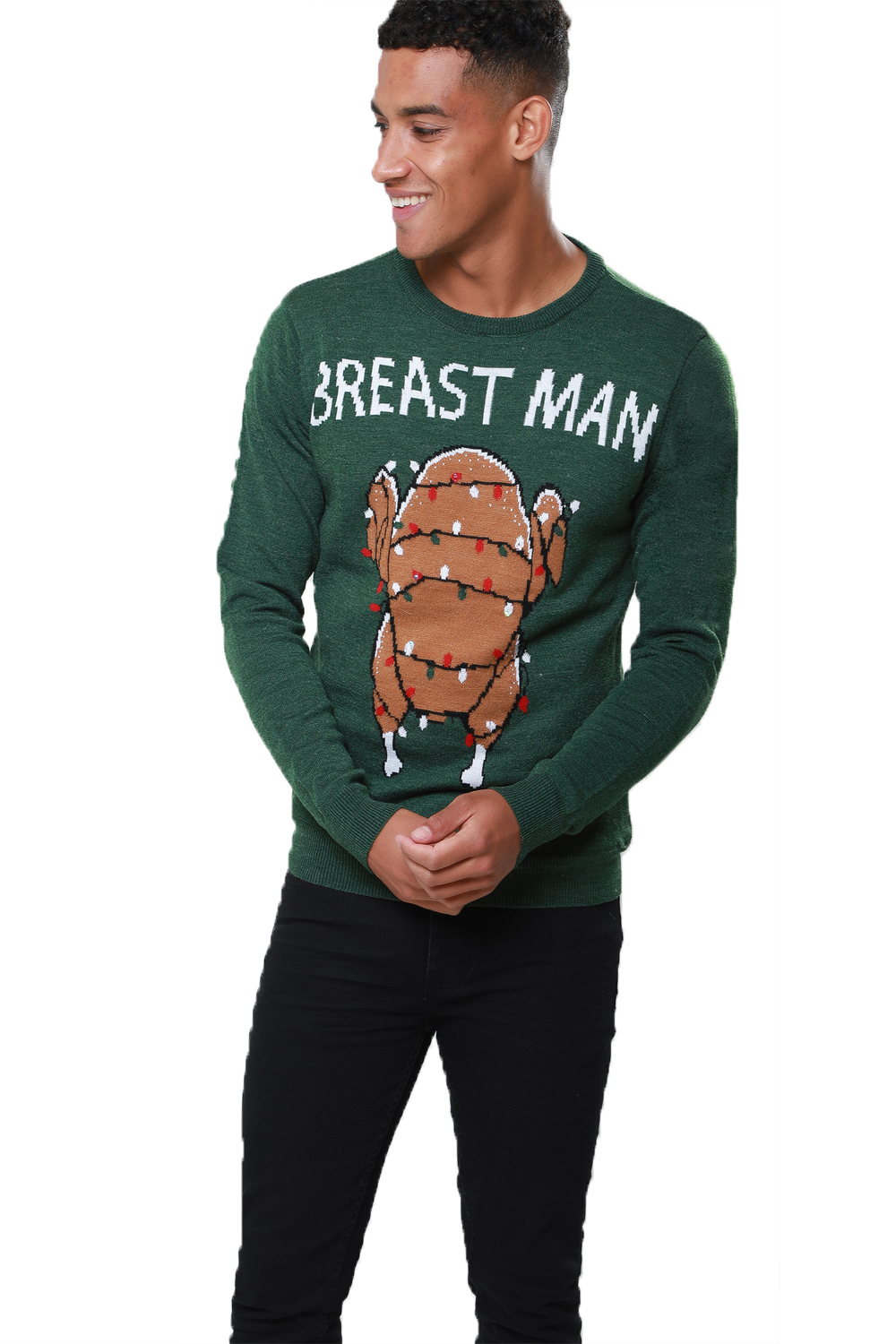 Threadbare Adults Designer Breast Man Light Up 3D Christmas Jumpers Novelty Top