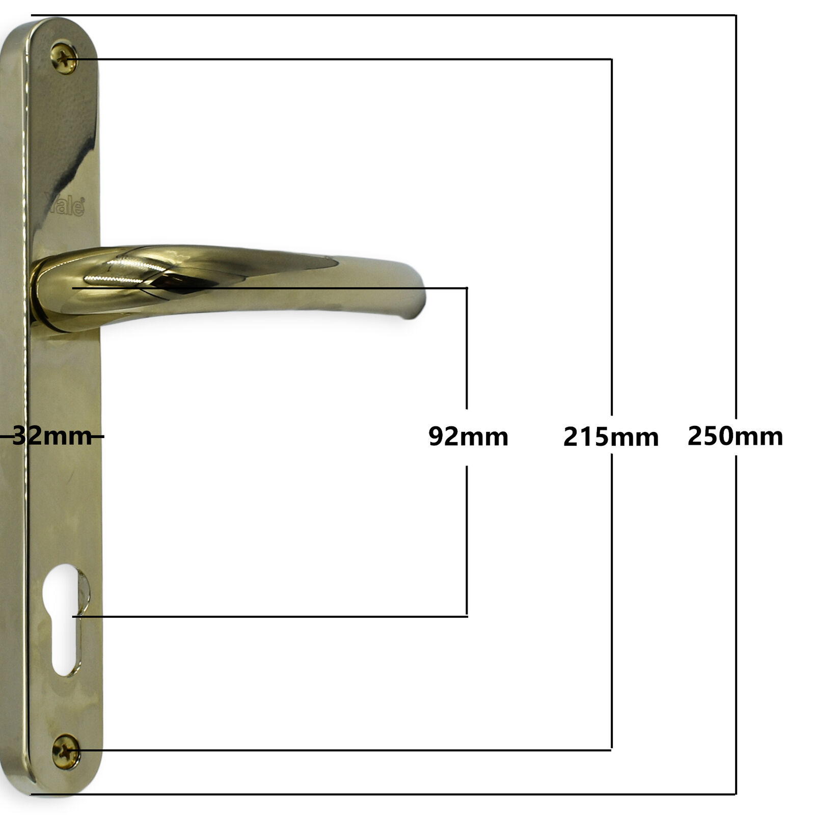 Yale Mila Match Lever Pad Offset Door Handle 92 and 70mm PZ 215mm Screw Fixings