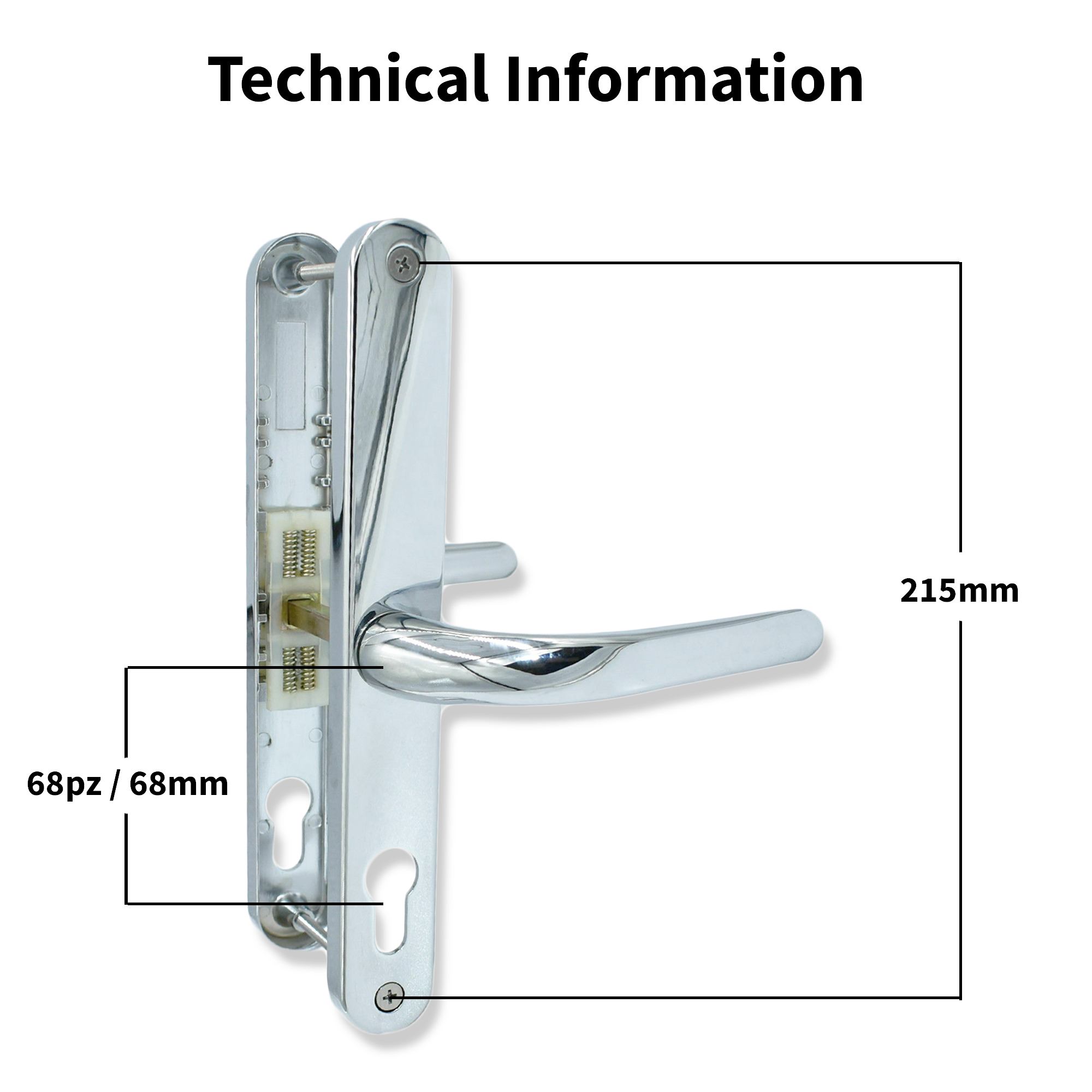 uPVC Door Handle Fullex 68pz Sprung Pair 215mm Set PVC 68mm eBay