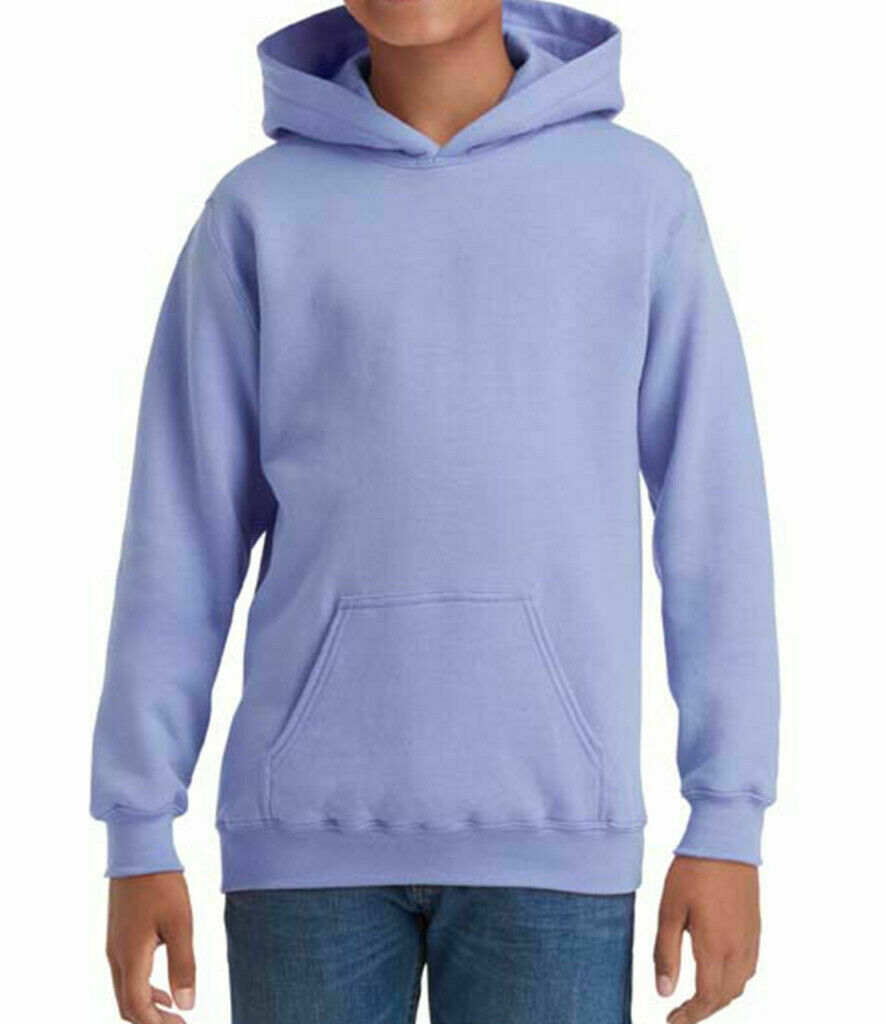 Gildan Kids Heavy Blend Hooded Sweatshirt Plain Casual Workwear Pullover Hoodie - Picture 37 of 52