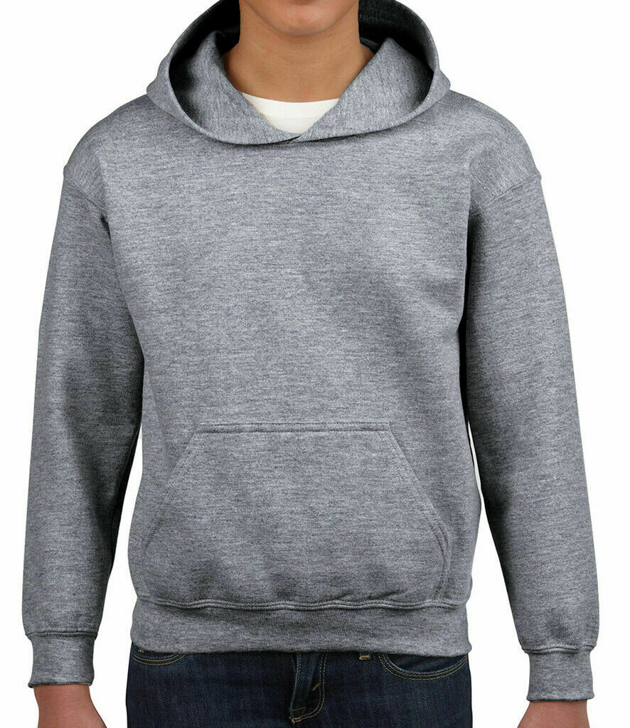 Gildan Kids Heavy Blend Hooded Sweatshirt Plain Casual Workwear Pullover Hoodie - Picture 31 of 52