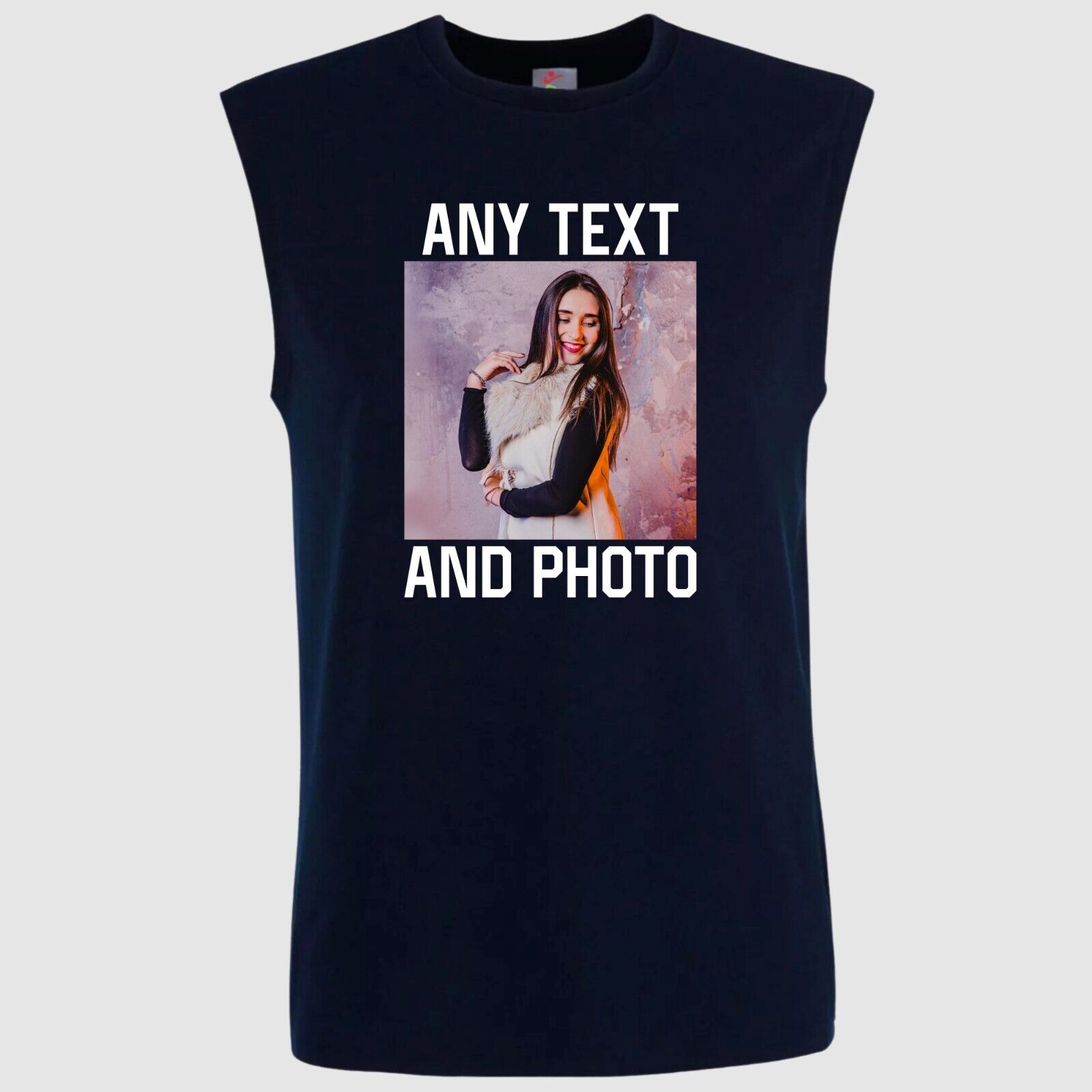 Personalised Image & Text Tank Top Sports Gym Unisex Adults Printed Cotton Vest
