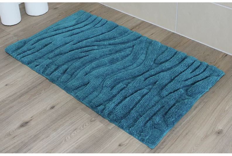 Gozze Bath Mat Wave Polyester Microfibre Turquoise 60 X 100 Cm