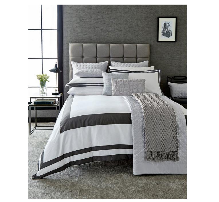 Peacock Blue Hotel Imperial Duvet Cover Graphite White Double