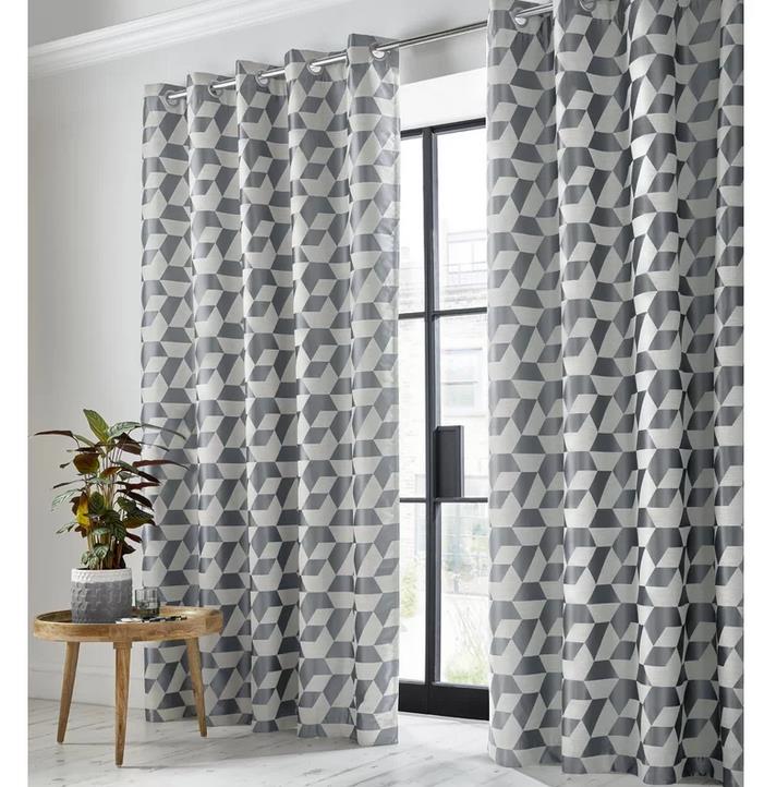 Ashley Wilde Kinetic Eyelet Blackout Curtains Geometric Mixed