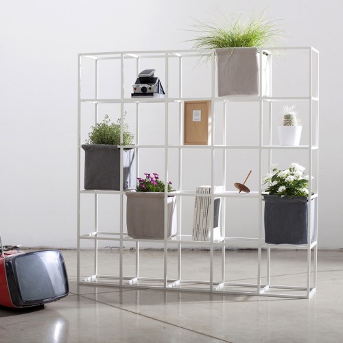 white modular shelving