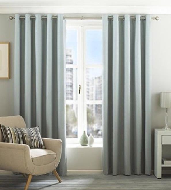 Riva Home Eclipse Ringtop Eyelet Curtains Pair Duck Egg Blue