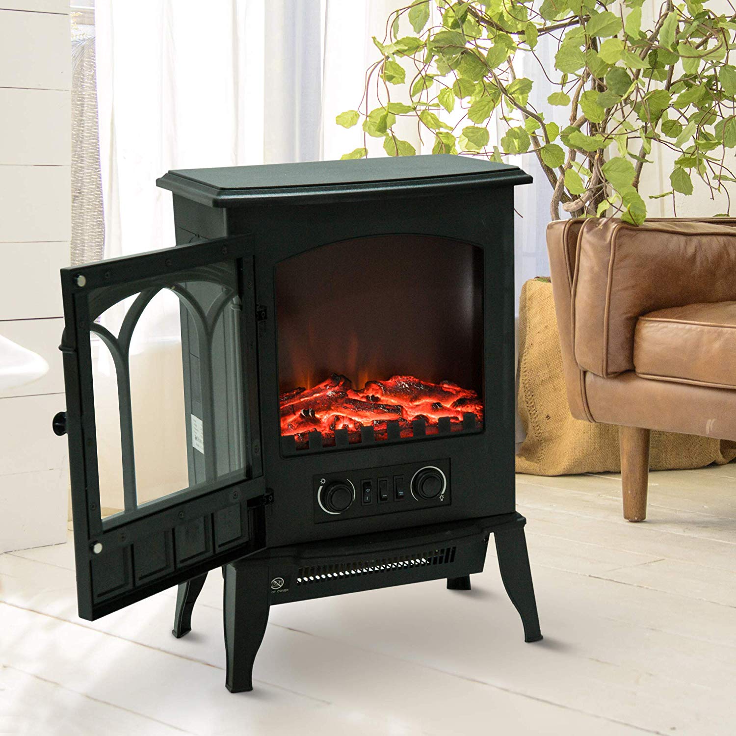 Homcom Freestanding Electric Fireplace Heater Stove With Led Flame Homcom Freestanding Electric Fireplace Heater Stove With Led Flame Effect Black