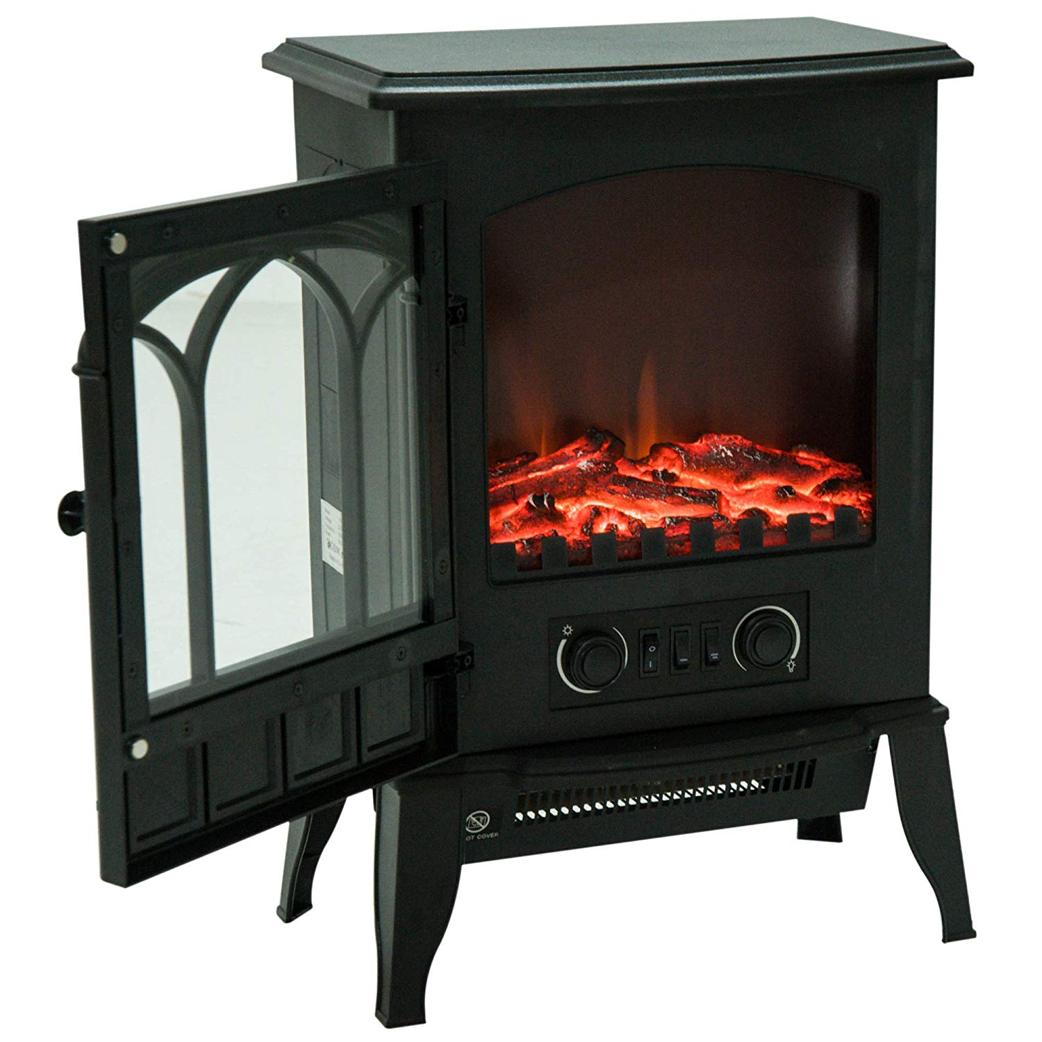 Homcom Freestanding Electric Fireplace Heater Stove With Led Flame Homcom Freestanding Electric Fireplace Heater Stove With Led Flame Effect Black