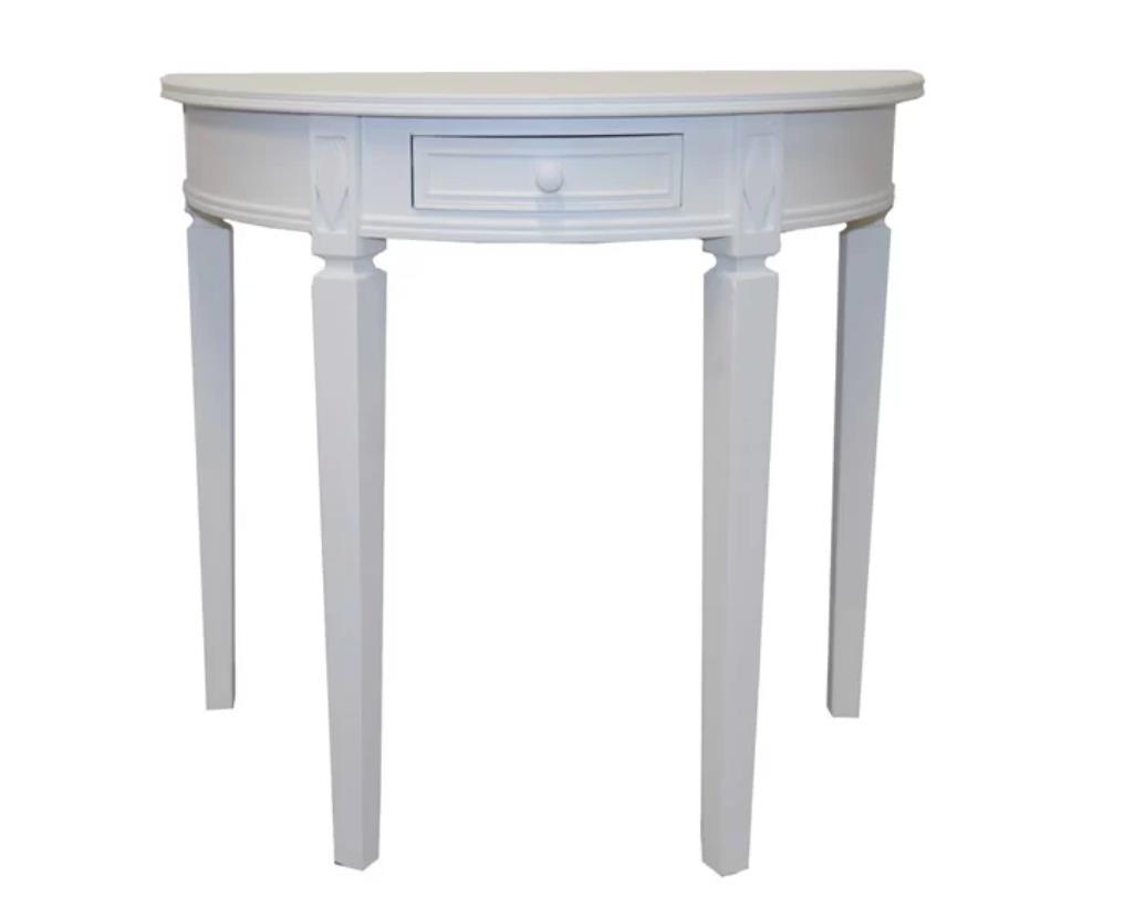 Myflair Elegance Console Semi Circle Table 1 Drawer Wood White
