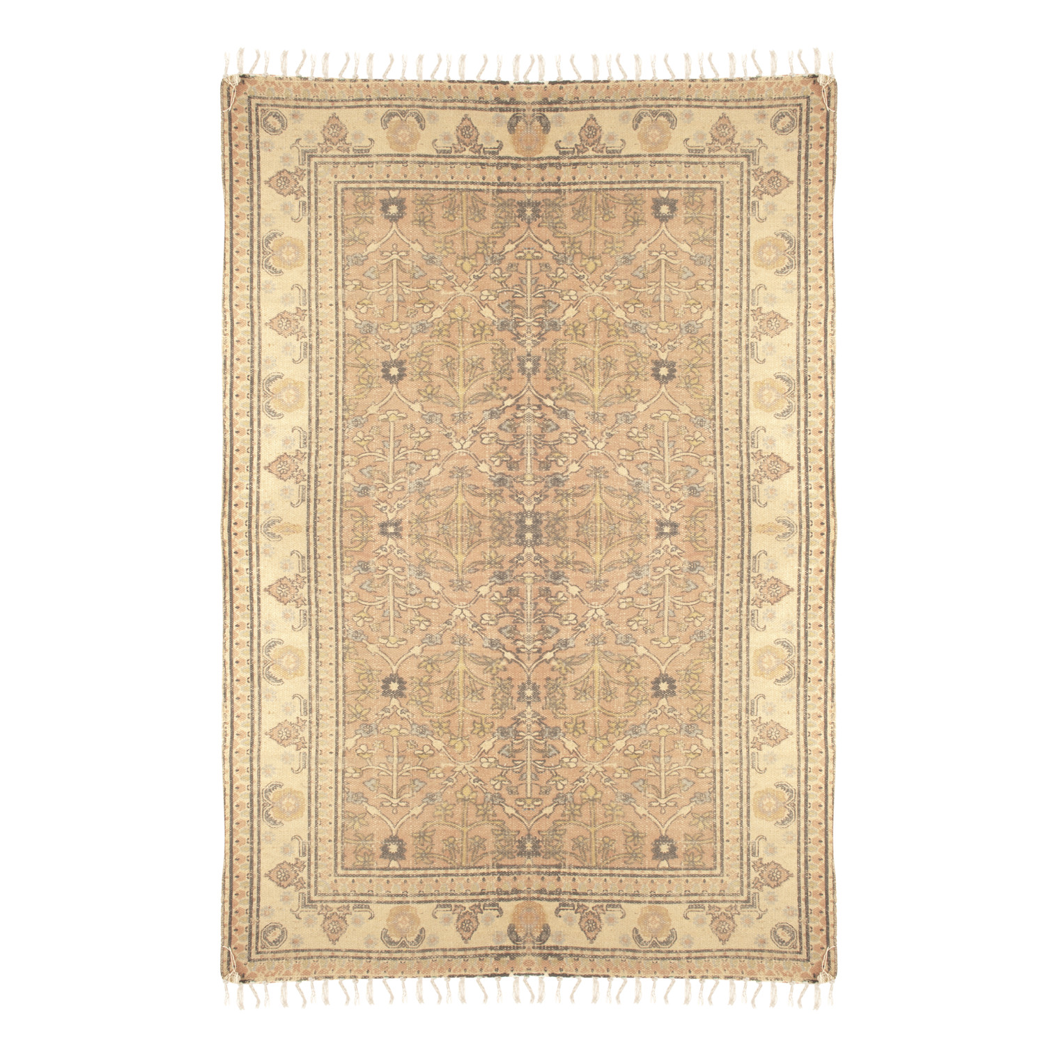 Ian Snow Beige Brown Dhurrie Cotton Jute Sisal Area Rug 180 Cm L X