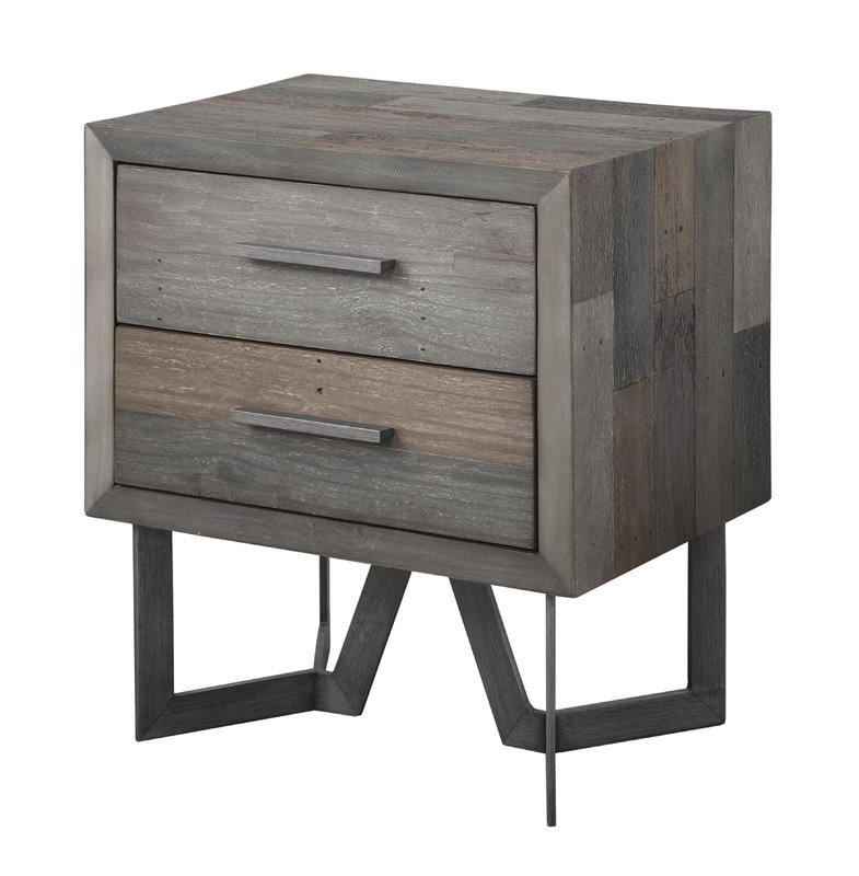 Besp Oak Furniture London 2 Drawer Bedside Table Lamp Table Grey Brown Ebay