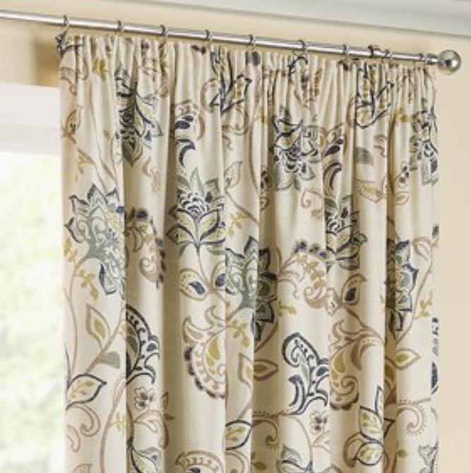 Belfield Jacobean Pencil Pleat Curtain Panels 90wx54 D 229 X 137