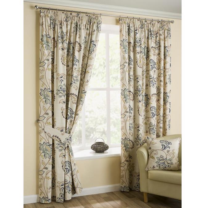 Belfield Jacobean Pencil Pleat Curtain Panels 90wx54 D 229 X 137