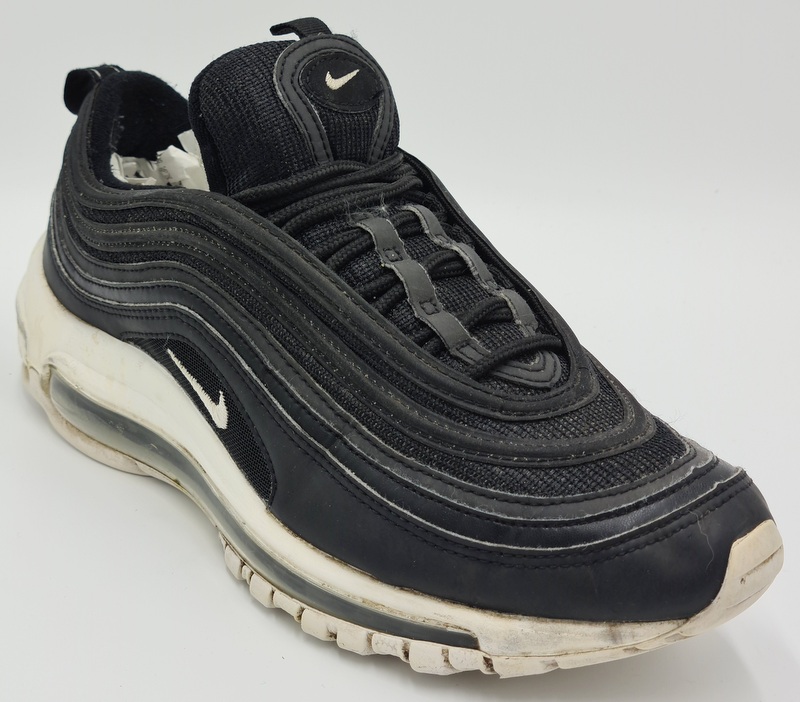nike white and black leather air max 97 trainers