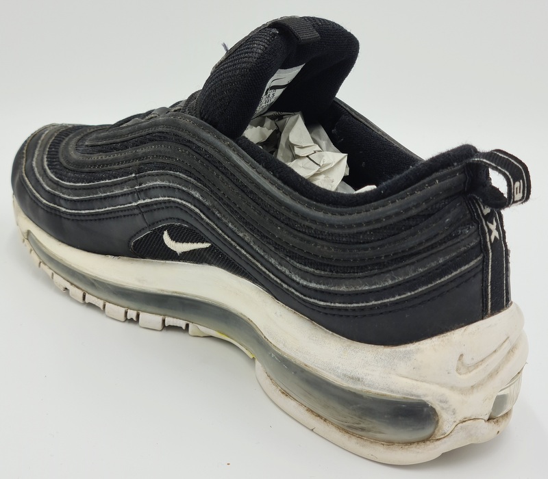 nike white and black leather air max 97 trainers