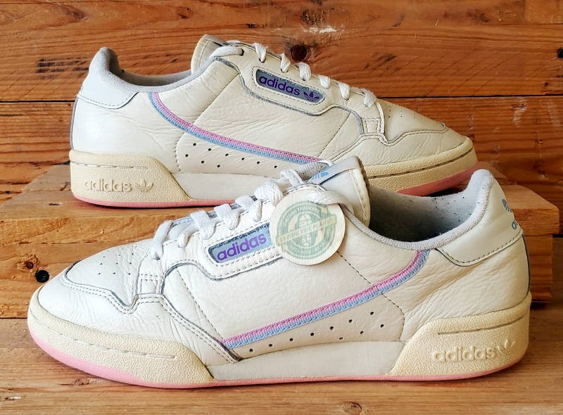 Adidas Continental 80 Low Leather Trainers UK6.5/US8/EU40 G27726 Ecru Tint