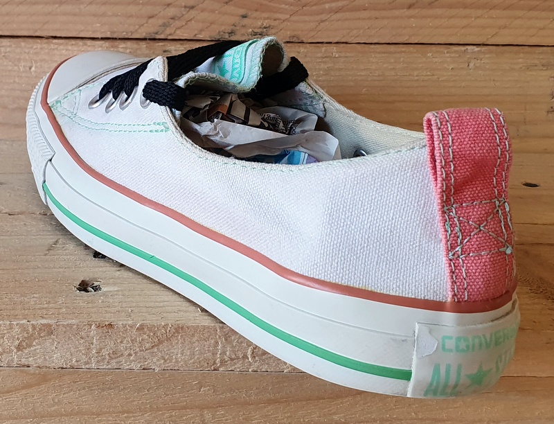 Converse All Star Low Canvas Trainers UK5/US7/E37.5 542602F White/Orange/Green