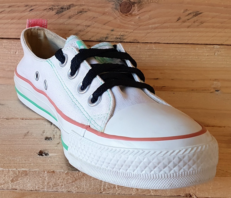 Converse All Star Low Canvas Trainers UK5/US7/E37.5 542602F White/Orange/Green