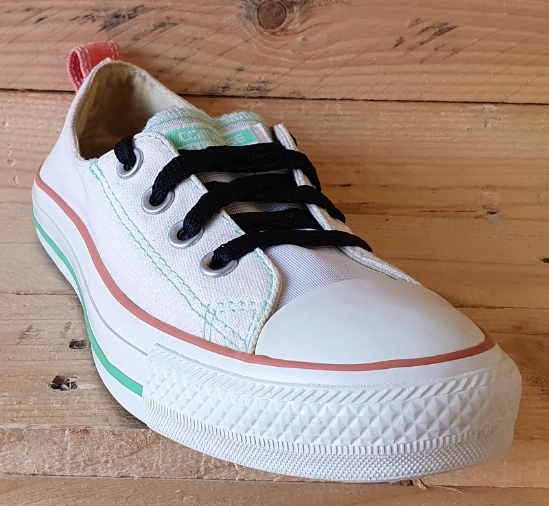 Converse All Star Low Canvas Trainers UK5/US7/E37.5 542602F White/Orange/Green