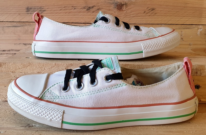 Converse All Star Low Canvas Trainers UK5/US7/E37.5 542602F White/Orange/Green