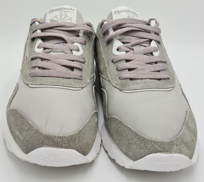 reebok classic nylon trainers in grey and white