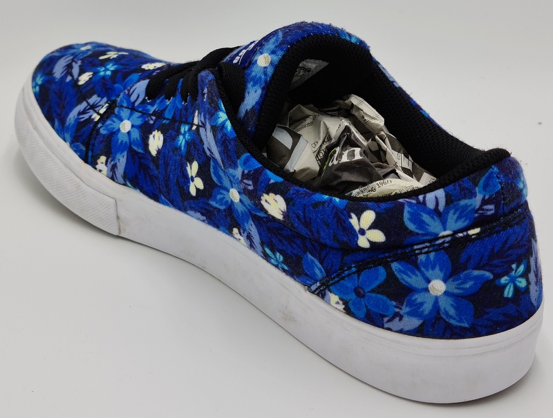 shoes, blue floral, nike, nike satire - Wheretoget