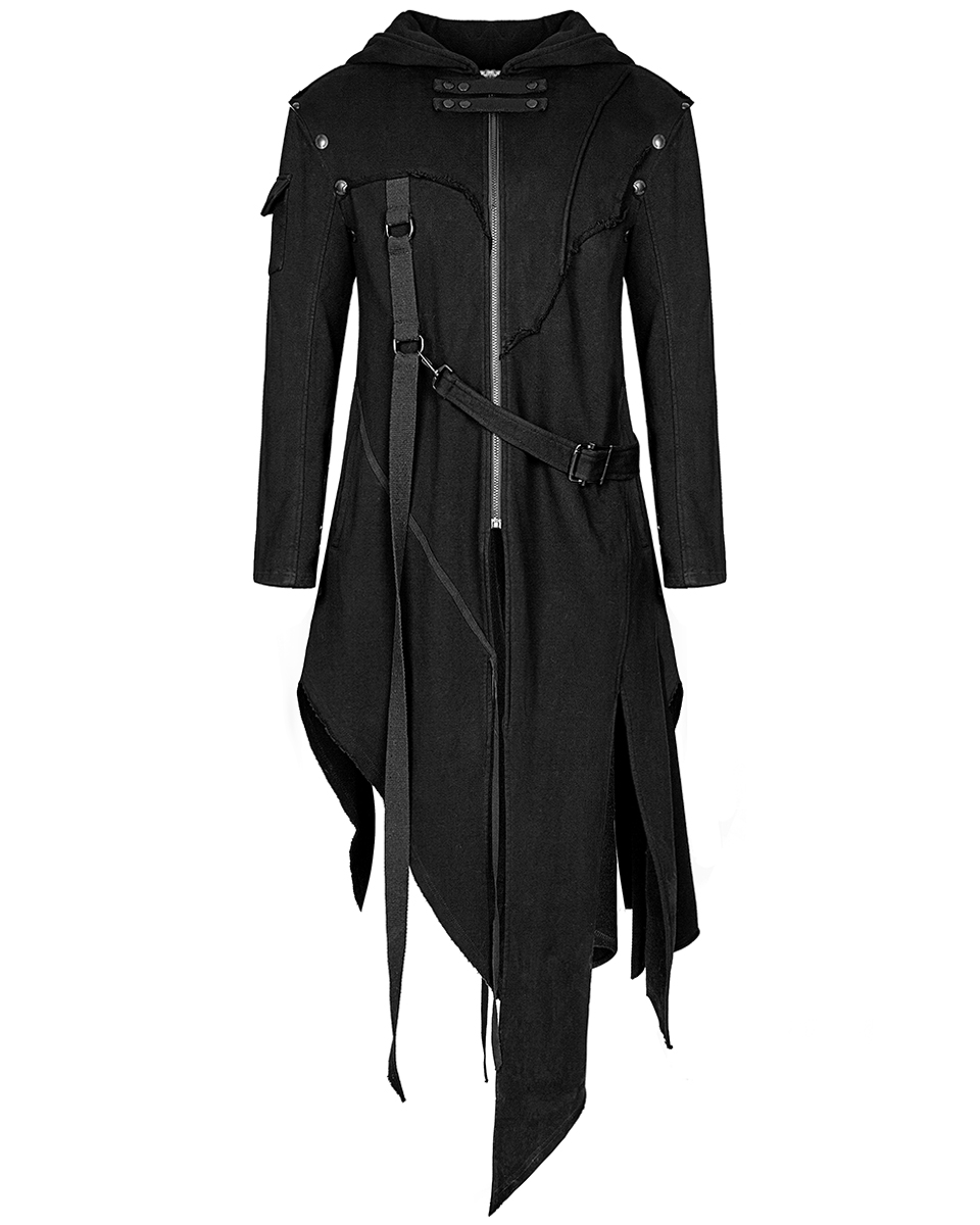 Mens Coat long Jacket Gothic Steampunk с капюшоном