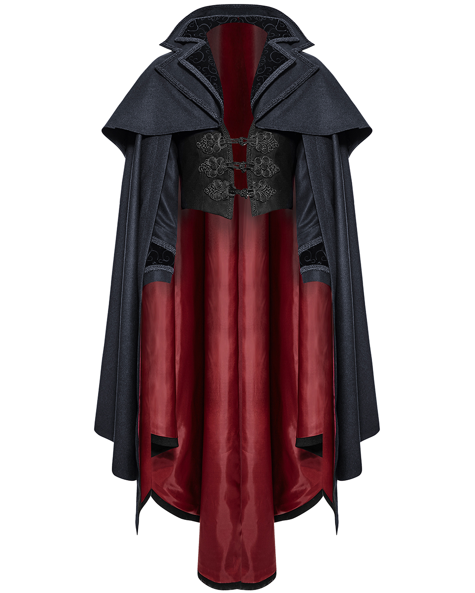 L'Or ロル Irregular hem Cape Coat Men's Solid Colours Trench Coat Casual Cape Cloak Irregular