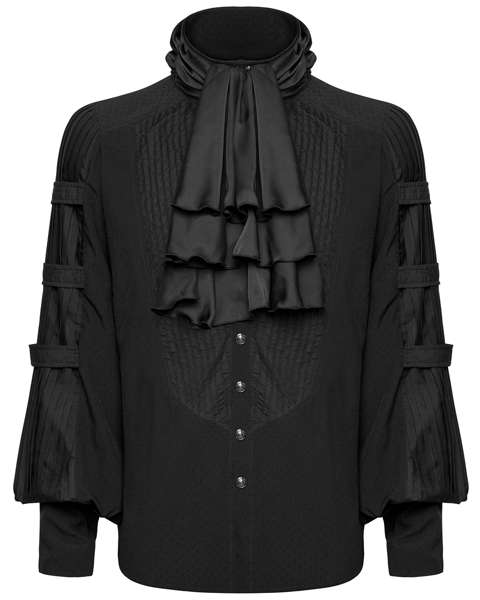 Devil Fashion Mens Gothic Shirt Top Black Steampunk Regency Aristocrat Cravat