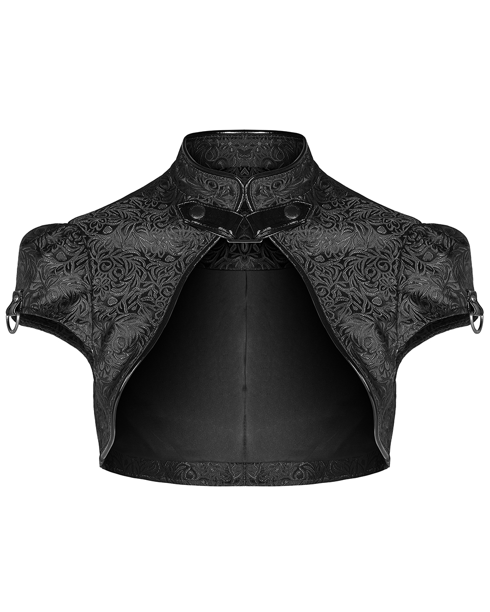 New Victorian style gothic shiny black pvc shrug jacket with lace trim 