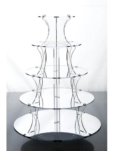 Round 5 Tier Mirrored Acrylic Cup Cake Stand