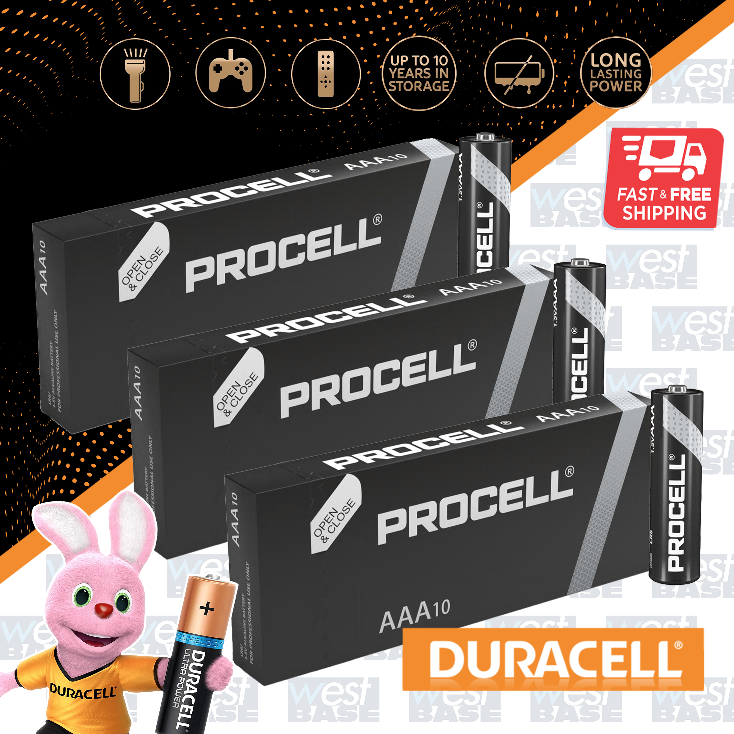 DURACELL PROCELL AA AAA C D 9V Alkaline Batteries NEW INDUSTRIAL MN1500
