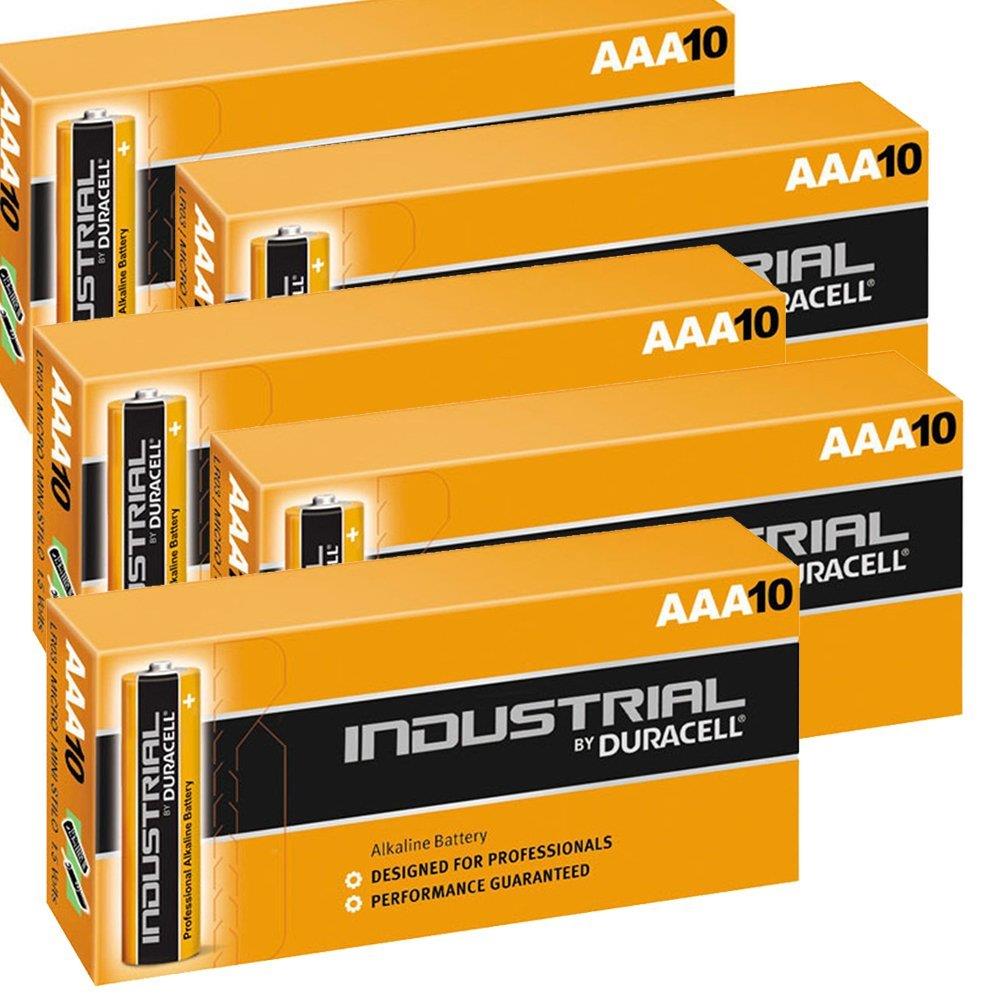 50 Duracell Industrial AAA Alkaline Batteries Replaces
