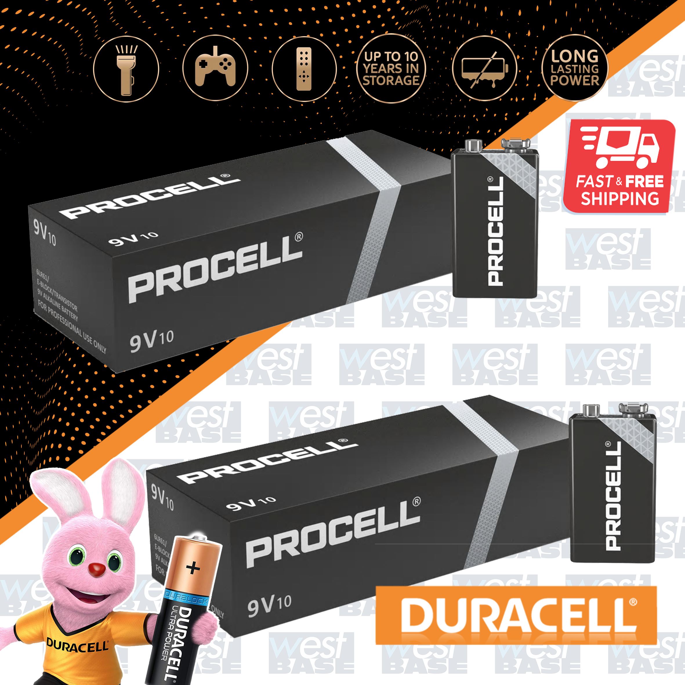 DURACELL PROCELL AA AAA C D 9V Alkaline Batteries NEW INDUSTRIAL MN1500