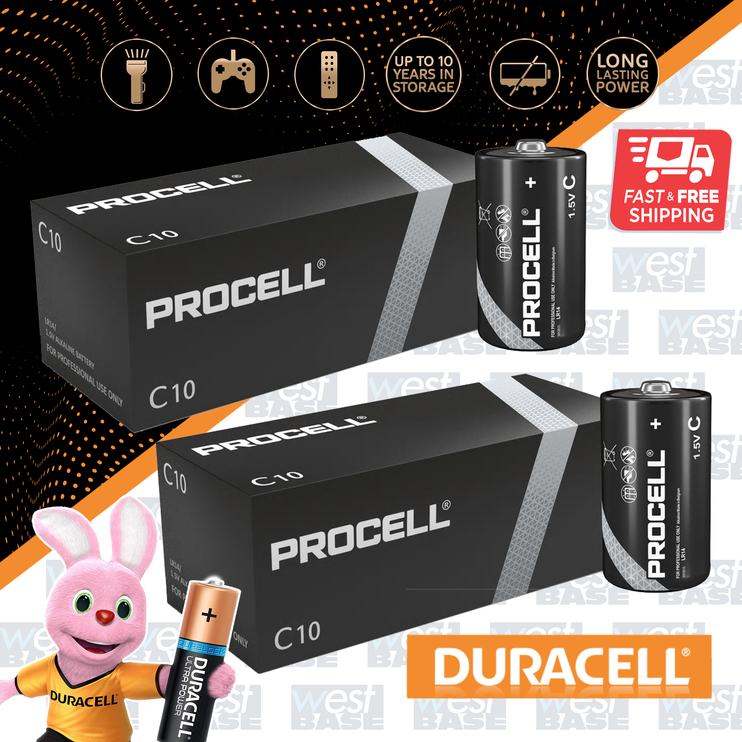 DURACELL PROCELL AA AAA C D 9V Alkaline Batteries NEW INDUSTRIAL MN1500