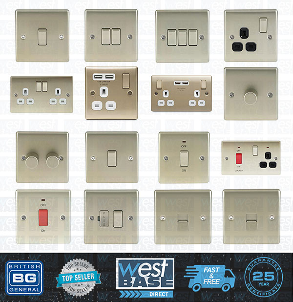 BG NEXUS METAL PEARL NICKEL Switches & Sockets Decorative Light Mains ...