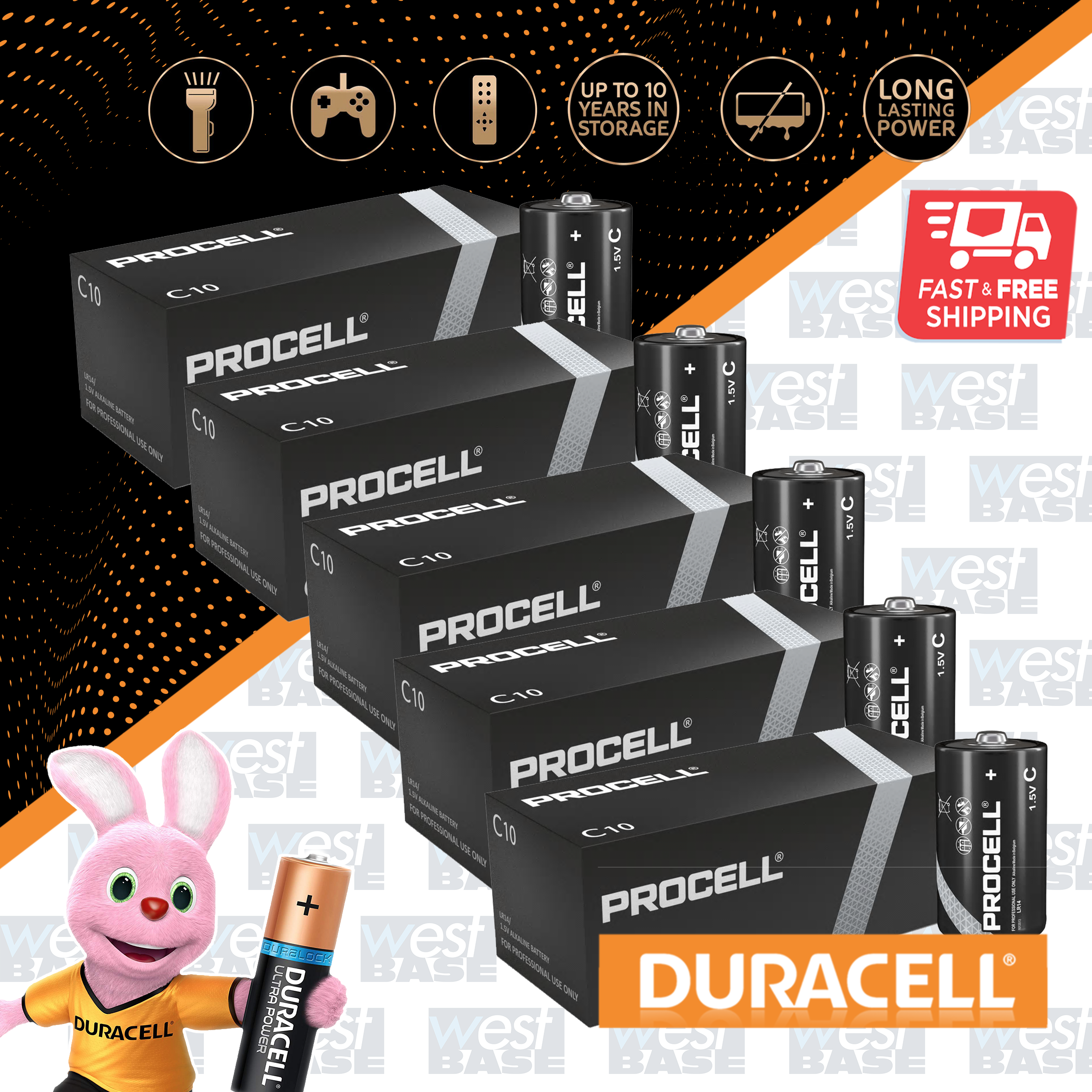 DURACELL PROCELL AA AAA C D 9V Alkaline Batteries NEW INDUSTRIAL MN1500