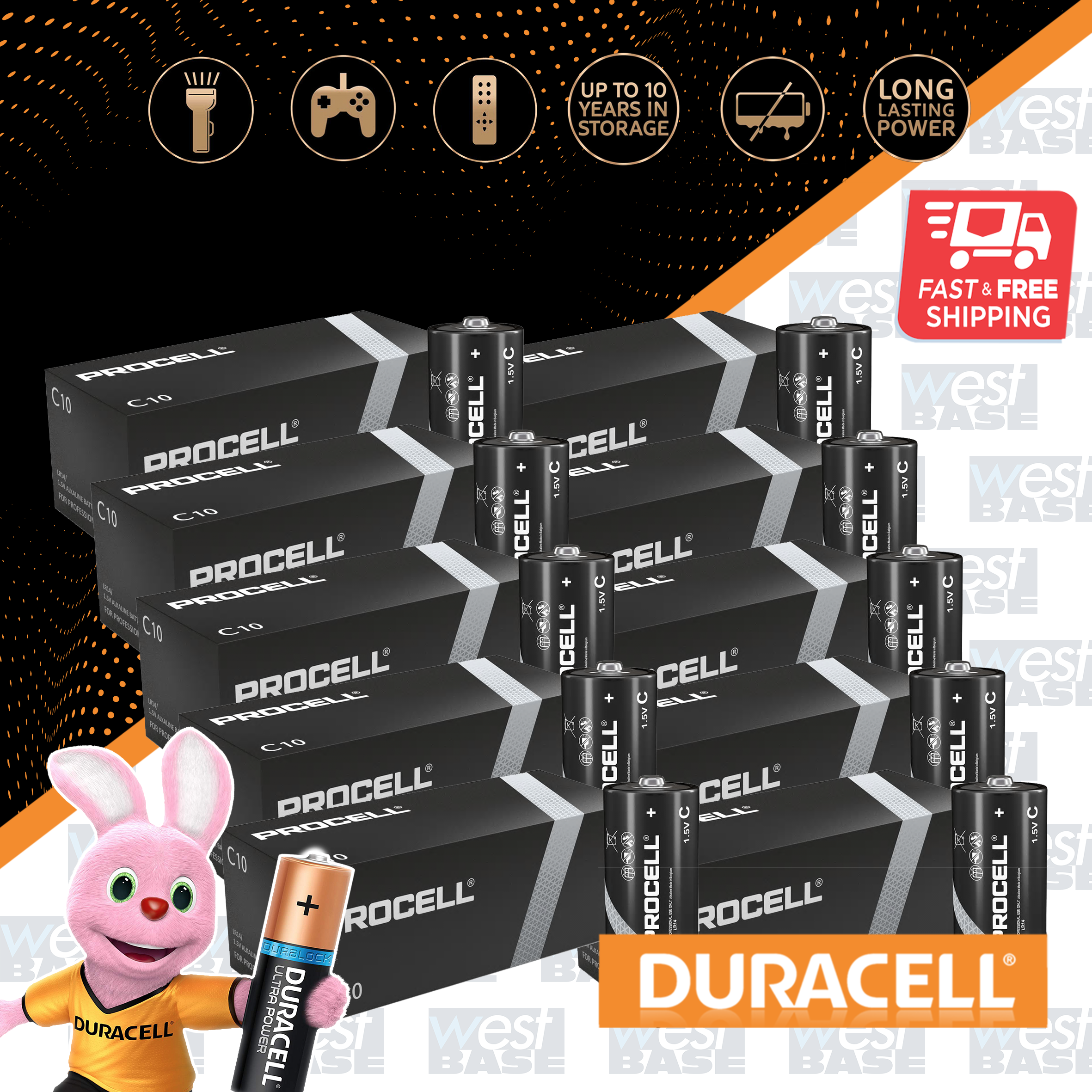 DURACELL PROCELL AA AAA C D 9V Alkaline Batteries NEW INDUSTRIAL MN1500