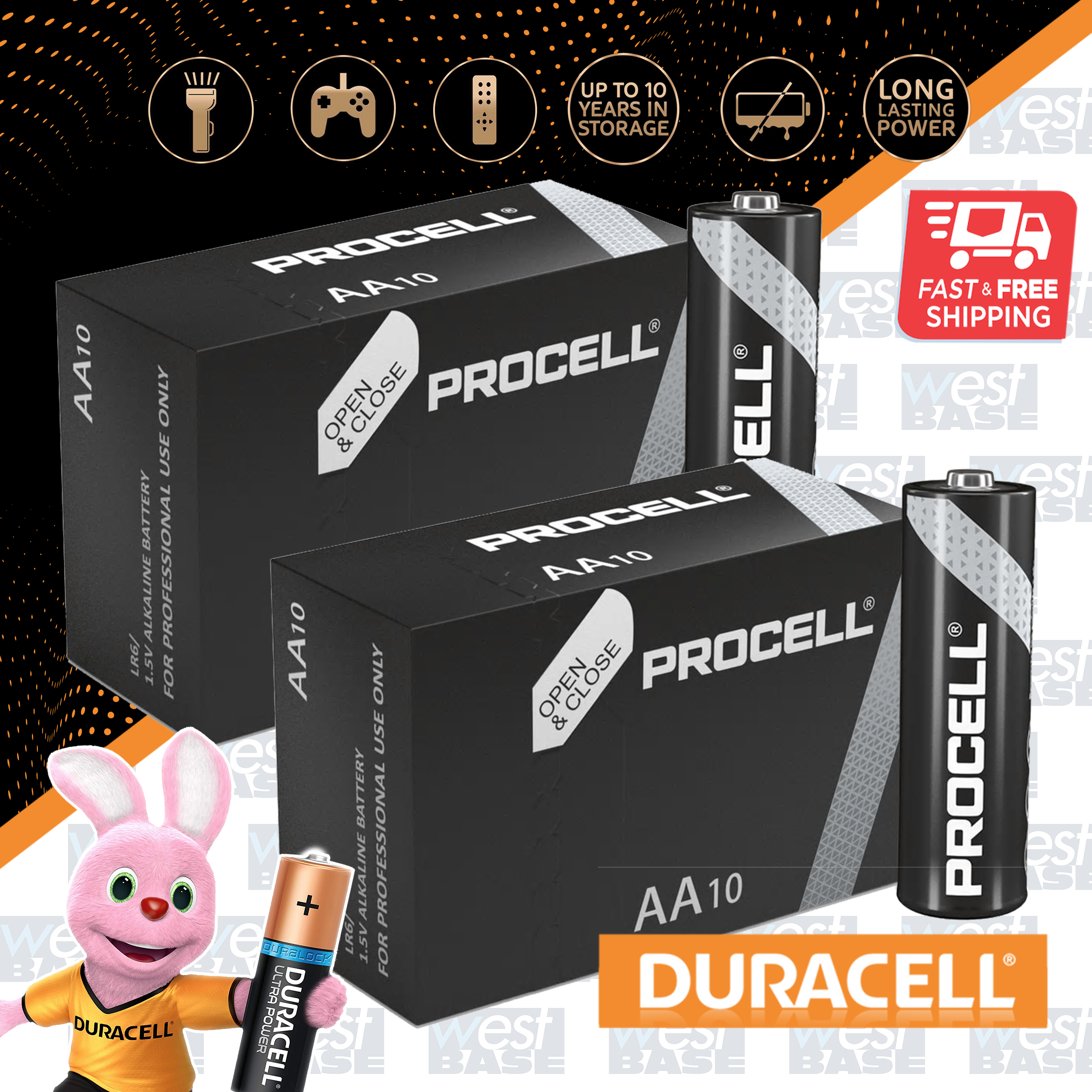 DURACELL PROCELL AA AAA C D 9V Alkaline Batteries NEW INDUSTRIAL MN1500